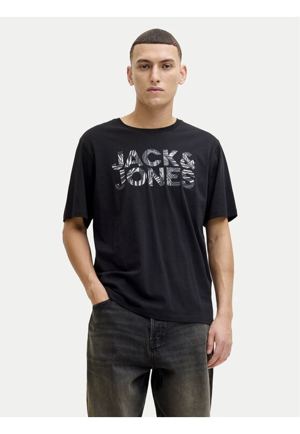 Jack & Jones T-Shirt Ejeff Logo 12288536 Czarny Regular Fit. Kolor: czarny. Materiał: bawełna