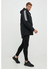 adidas Performance kurtka męska kolor czarny zimowa. Okazja: na co dzień. Kolor: czarny. Materiał: tkanina, poliester. Długość rękawa: raglanowy rękaw. Sezon: zima. Styl: casual #5