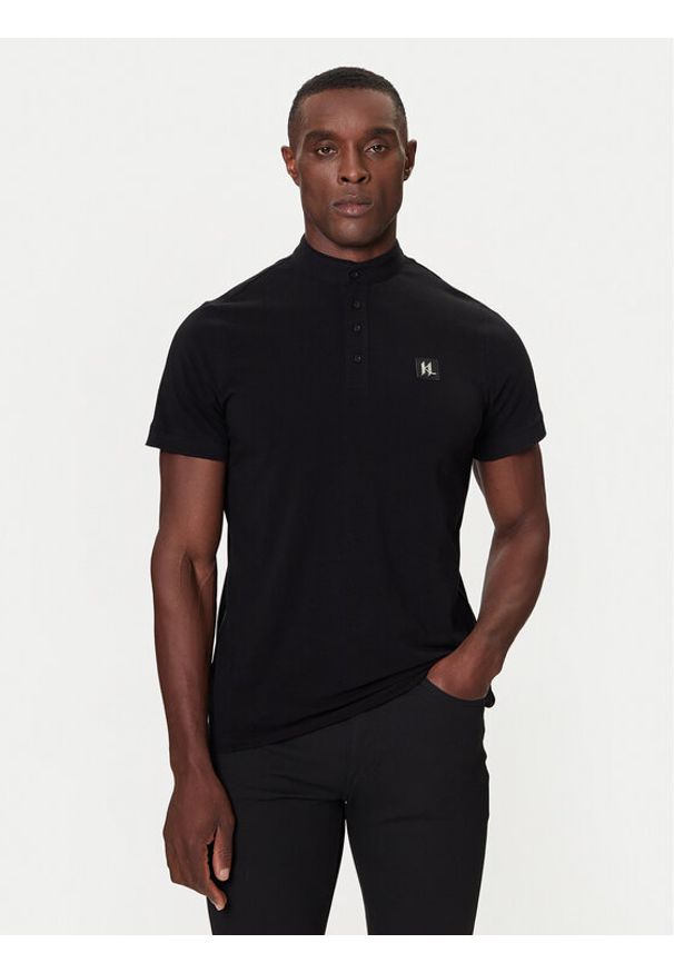 Karl Lagerfeld - KARL LAGERFELD Polo 745001 554221 Czarny Regular Fit. Typ kołnierza: polo. Kolor: czarny. Materiał: bawełna
