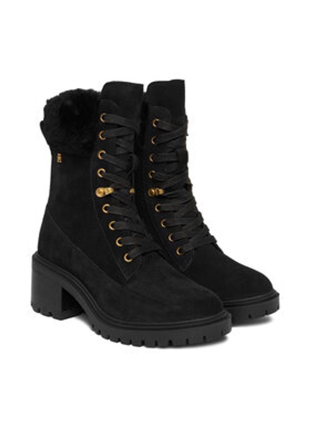 TOMMY HILFIGER - Tommy Hilfiger Trzewiki Th Shearling Lace Up Boot FW0FW08999 Czarny. Kolor: czarny. Materiał: skóra