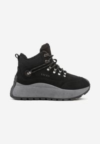 Born2be - Czarne Sportowe Sneakersy Śniegowce Vices na Grubej Podeszwie Nellsana. Okazja: na co dzień. Kolor: czarny. Materiał: jeans. Szerokość cholewki: normalna. Wzór: aplikacja