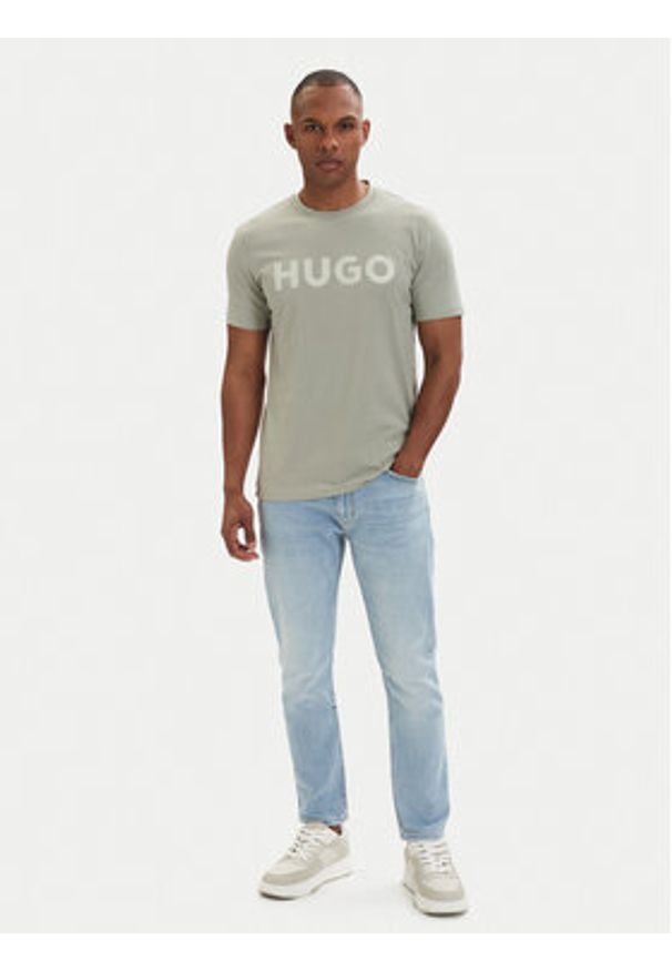 Hugo - HUGO T-Shirt Dulivio 50467556 Zielony jasny Regular Fit. Kolor: zielony. Materiał: bawełna