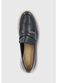GANT - Gant Mokasyny skórzane Malinca damskie kolor czarny na platformie. Nosek buta: okrągły. Kolor: czarny. Materiał: skóra. Obcas: na platformie #2