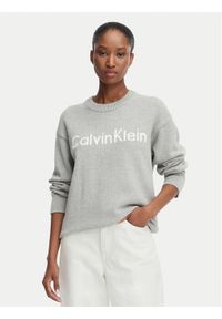 Calvin Klein Jeans Sweter LV044G313G Szary jasny Regular Fit. Kolor: szary. Materiał: bawełna #1