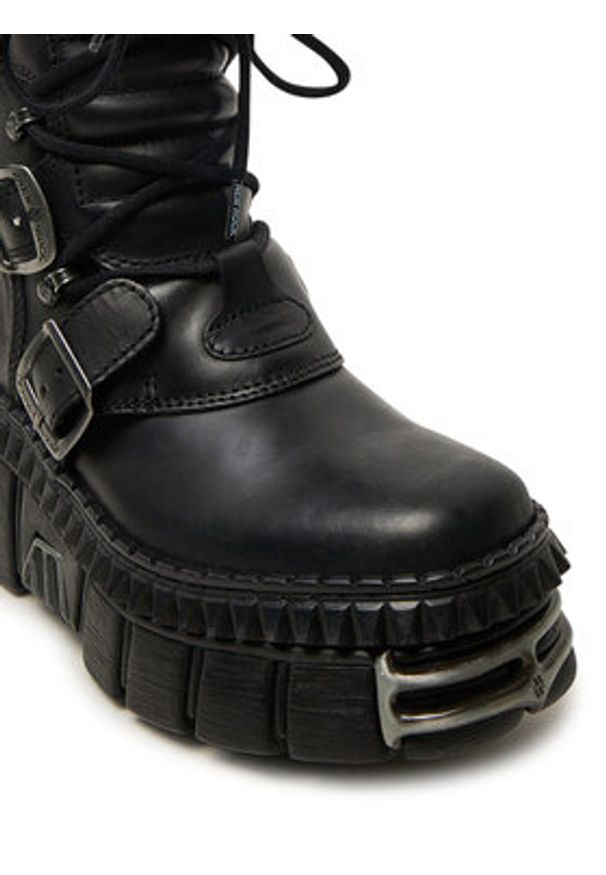 NEW ROCK Glany M-WALL373-S10 Czarny. Kolor: czarny. Materiał: skóra. Styl: rockowy