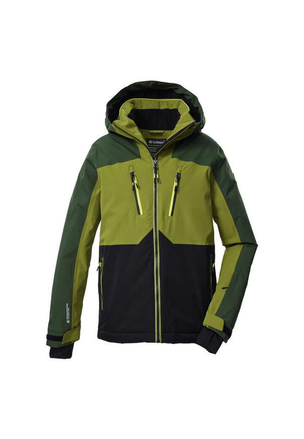 Kurtka narciarska z kapturem dla dzieci Killtec KSW 190. Typ kołnierza: kaptur. Kolor: wielokolorowy, czarny, zielony. Sezon: zima. Sport: narciarstwo