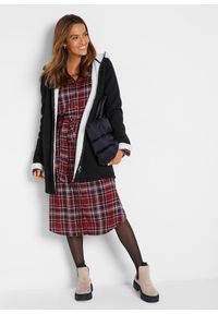 bonprix - Bluza rozpinana z kapturem z podszewką barankiem. Typ kołnierza: kaptur. Kolor: czarny. Materiał: futro #3