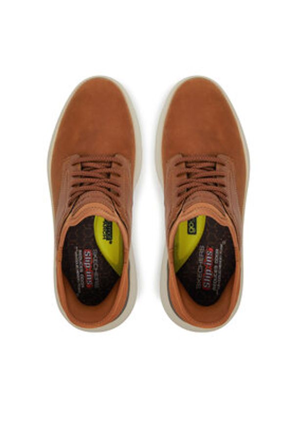 skechers - Skechers Sneakersy Garza-Gervin 205046/WTN Brązowy. Kolor: brązowy. Materiał: skóra