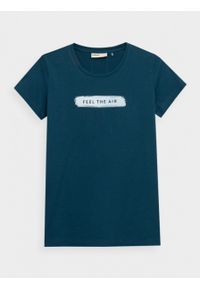 outhorn - T-shirt z nadrukiem damski. Okazja: na co dzień. Materiał: bawełna, jersey. Wzór: nadruk. Styl: casual, klasyczny