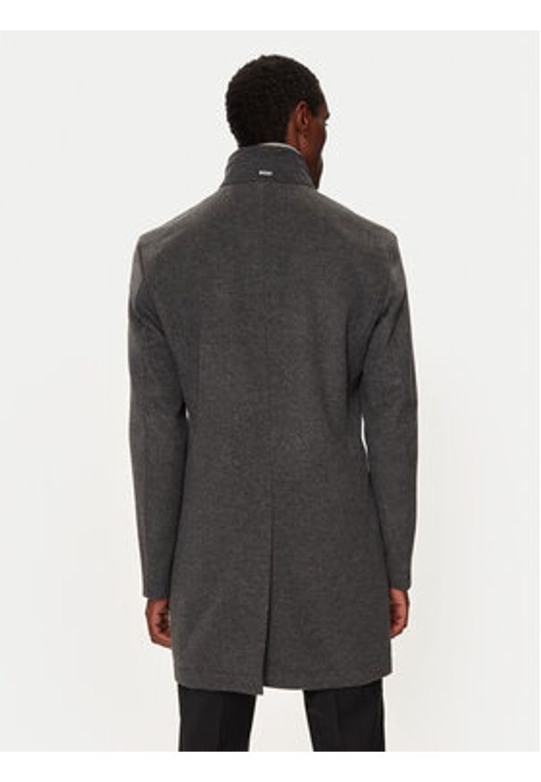 BOSS - Boss Płaszcz wełniany H-Hyde 50525764 Szary Slim Fit. Kolor: szary. Materiał: wełna