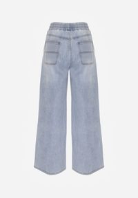 Renee - Niebieskie Szerokie Jeansy z Bawełną i Lyocellem i Wiązanym Sznurkiem Lailai. Okazja: na spacer, na co dzień. Kolor: niebieski. Styl: casual #7