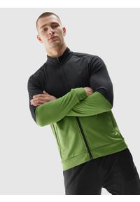4f - 4F Bluza treningowa rozpinana bez kaptura męska L. Typ kołnierza: bez kaptura. Kolor: czarny. Materiał: dzianina, materiał. Długość rękawa: raglanowy rękaw. Sport: fitness