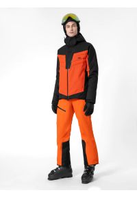 4f - Spodnie narciarskie membrana 15 000 męskie. Kolor: pomarańczowy. Materiał: poliester, materiał, hardshell. Technologia: Primaloft. Sezon: zima. Sport: narciarstwo