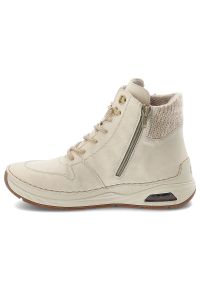 Botki damskie Rieker, antistress na grubej podeszwie ocieplane na suwak i za kostkę, beżowe, 44555-60. Okazja: na co dzień. Wysokość cholewki: za kostkę. Zapięcie: sznurówki. Kolor: beżowy. Materiał: dzianina, jeans. Szerokość cholewki: normalna. Styl: casual, sportowy #6