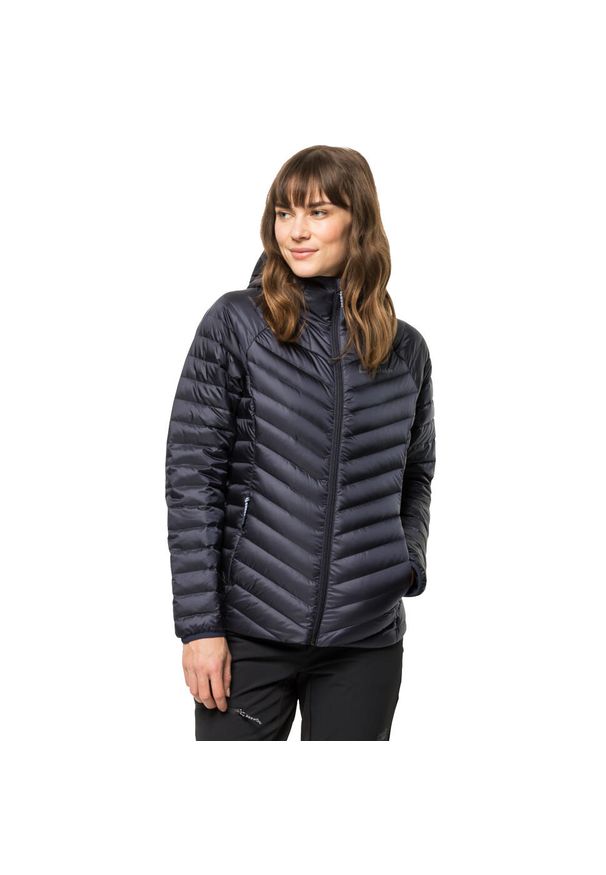 Kurtka uniwersalna damska Jack Wolfskin Passamani Down Hoody. Typ kołnierza: kaptur. Kolor: czarny. Materiał: syntetyk. Sport: turystyka piesza