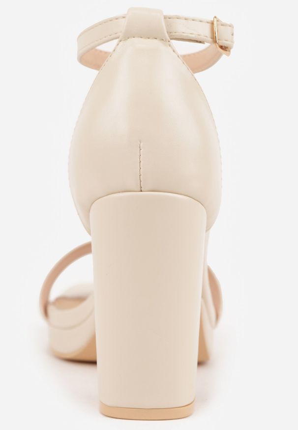 Born2be - Beżowe Sandały VICES na Słupku z Wkładką ze Skóry Naturalnej Azirera. Zapięcie: pasek. Kolor: beżowy. Materiał: skóra. Obcas: na słupku. Styl: wizytowy