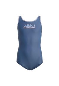 Adidas - Strój kąpielowy Sportswear U-Back Kids. Kolor: wielokolorowy, niebieski, szary. Materiał: materiał