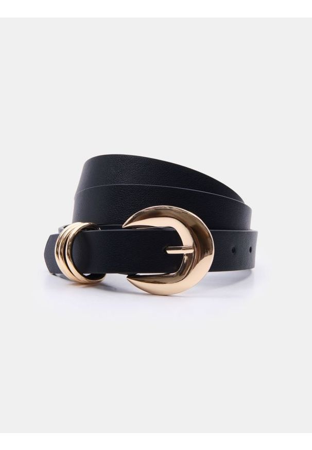 Sinsay - Pasek z ozdobną klamrą - czarny. Kolor: czarny