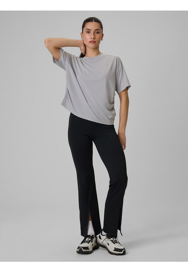 4f - 4F Koszulka treningowa loose szybkoschnąca damska - szara XL. Kolor: szary. Materiał: materiał. Sport: fitness