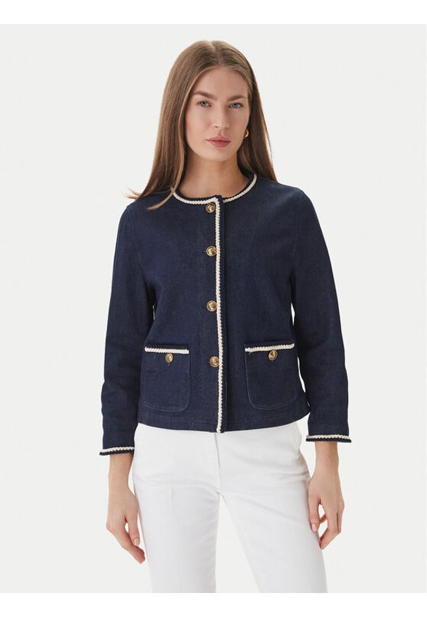 Luisa Spagnoli Marynarka Vario 542793 Granatowy Regular Fit. Kolor: niebieski. Materiał: bawełna