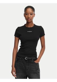 Tommy Jeans T-Shirt Script Rib DW0DW22809 Czarny Slim Fit. Kolor: czarny. Materiał: bawełna #1