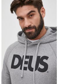 Deus Ex Machina bluza bawełniana męska kolor szary z kapturem melanżowa. Typ kołnierza: kaptur. Kolor: szary. Materiał: bawełna. Długość rękawa: raglanowy rękaw. Wzór: melanż #3