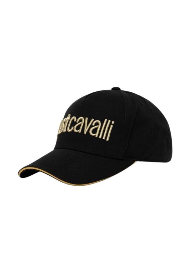 Just Cavalli - JUST CAVALLI Czarna damska czapka Logo Embroidery 3d Up. Kolor: czarny. Styl: casual