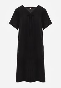 Renee - Czarna Wiskozowa Sukienka Pudełkowa z Dekoltem w Serek Noludig. Typ kołnierza: dekolt w serek. Kolekcja: plus size. Kolor: czarny. Materiał: wiskoza. Typ sukienki: dla puszystych #3