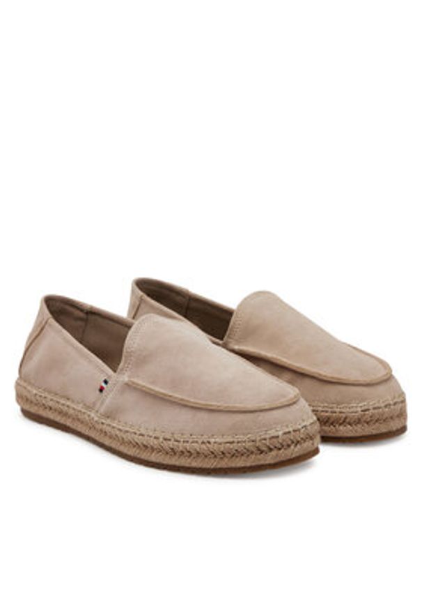 TOMMY HILFIGER - Tommy Hilfiger Espadryle Hilfiger Flex Espa Suede Loafer FM0FM05392 Beżowy. Kolor: beżowy. Materiał: skóra, zamsz