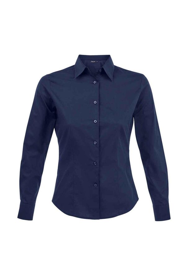 SOL'S - Damska Koszula Biznesowa Z Długim Rękawem Eden Stretch. Okazja: na spotkanie biznesowe. Kolor: niebieski. Długość rękawa: długi rękaw. Długość: długie. Styl: biznesowy
