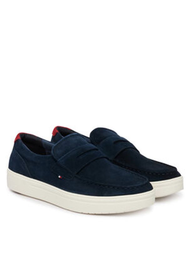 TOMMY HILFIGER - Tommy Hilfiger Półbuty Modern Light Hybrid Suede Loafer FM0FM05786 Granatowy. Kolor: niebieski. Materiał: zamsz, skóra
