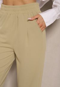 Renee - Jasnozielone Spodnie High Waist z Gumką w Talii Teniela. Stan: podwyższony. Kolor: zielony. Styl: elegancki #5