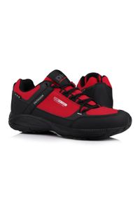 Buty męskie trekkingowo górskie DK PREDATOR LOW RED. Kolor: czerwony, wielokolorowy, czarny. Materiał: softshell