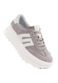 Skórzane półbuty damskie na platformie beżowe Vinceza 79614. Okazja: na co dzień. Kolor: beżowy. Materiał: skóra. Obcas: na platformie. Styl: casual, sportowy #1