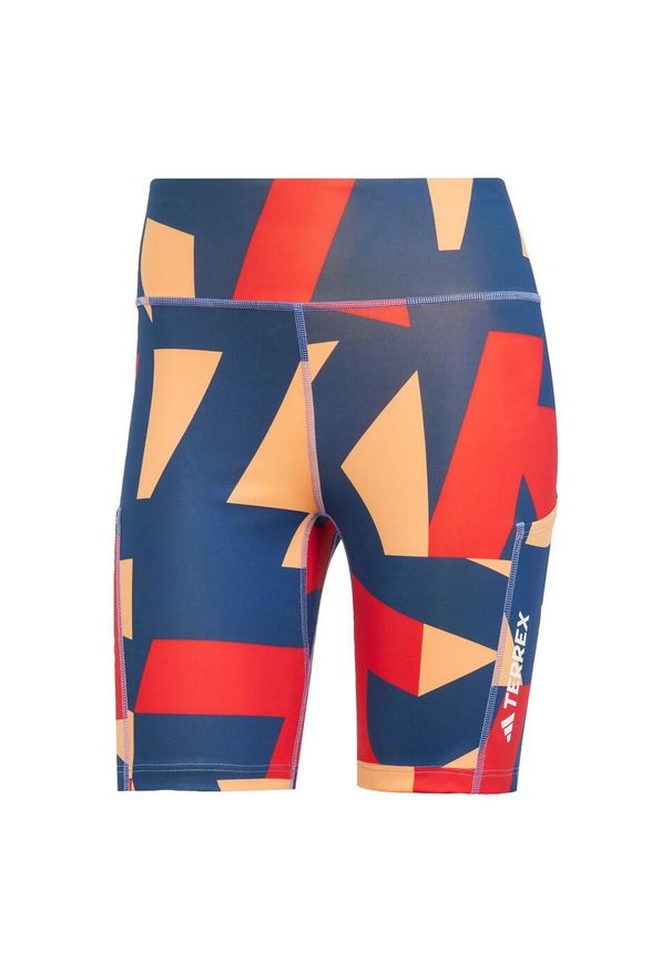 Adidas - Szorty Terrex Multi 8-Inch Tight Printed. Kolor: czerwony, wielokolorowy, pomarańczowy. Materiał: materiał
