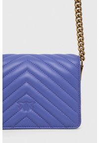 Pinko torebka skórzana kolor fioletowy. Kolor: fioletowy. Materiał: skórzane. Rodzaj torebki: na ramię #4