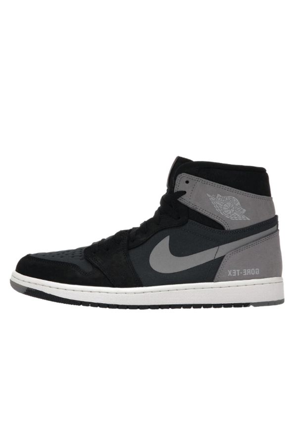 Buty do koszykówki męskie Nike Air Jordan 1 Retro High. Kolor: szary, czarny. Materiał: materiał, syntetyk, skóra. Szerokość cholewki: normalna. Model: Nike Air Jordan. Sport: koszykówka