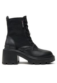 Tommy Jeans Botki Tjw Mid Heel Boot Mix Media EN0EN02556 Czarny. Kolor: czarny. Materiał: skóra