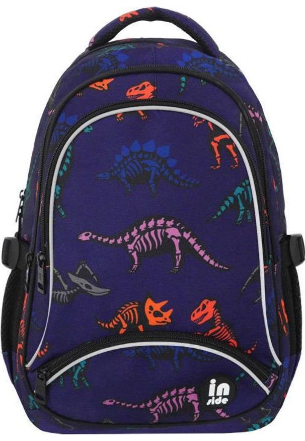 Incood Plecak trzykomorowy Dinozaury niebieski. Kolor: niebieski