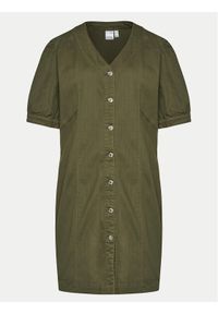 Vero Moda Curve Sukienka codzienna Wild Gena 10302450 Zielony Regular Fit. Okazja: na co dzień. Kolor: zielony. Materiał: bawełna. Typ sukienki: proste. Styl: casual #1
