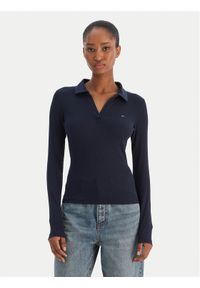 Tommy Jeans Bluzka Essential DW0DW21933 Granatowy Slim Fit. Kolor: niebieski. Materiał: bawełna #1