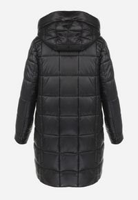 Born2be - Czarna Kurtka Pikowana z Lampasami i Kapturem Hina. Kolor: czarny. Sezon: zima. Styl: elegancki #6