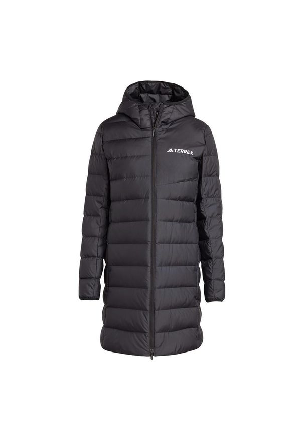 Adidas - Parka Terrex Multi Light Down Hooded 2.0. Kolor: czarny. Materiał: puch. Technologia: ClimaWarm (Adidas). Sport: turystyka piesza