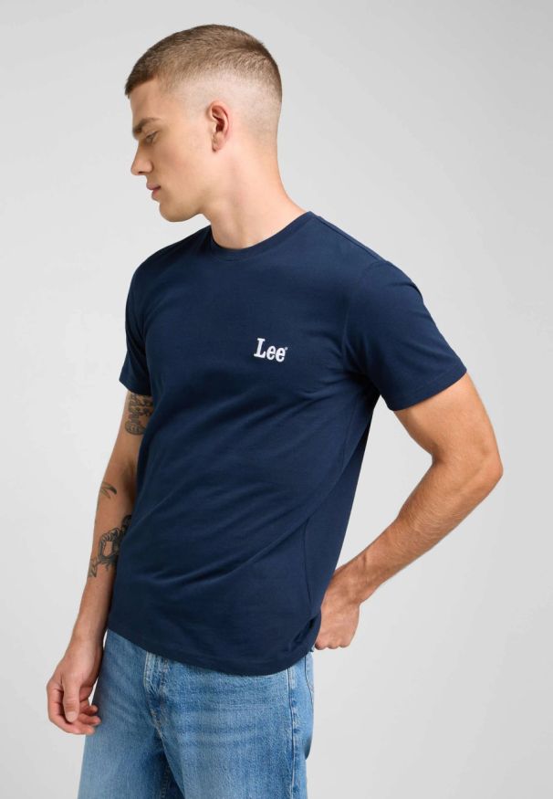 Lee - MESKA KOSZULKA LEE SS SMALL LOGO TEE RIVET NAVY 112370502