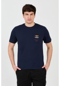 Aeronautica Militare - AERONAUTICA MILITARE Granatowy bawełniany męski t-shirt Short Sleeve, Rozmiar XXL. Kolor: niebieski. Materiał: bawełna