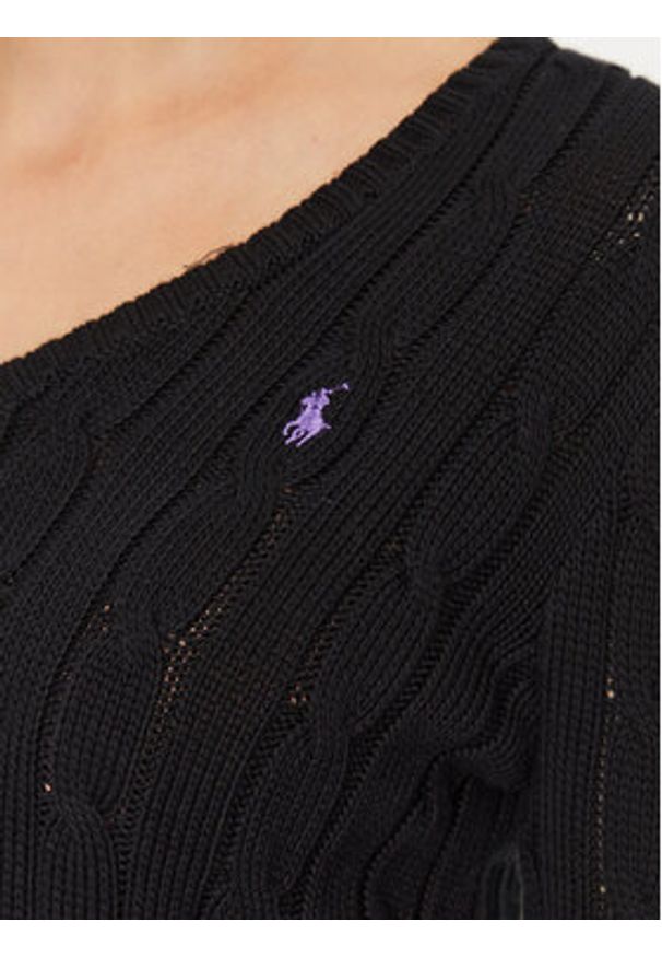 Polo Ralph Lauren Sweter 211891641010 Czarny Regular Fit. Typ kołnierza: polo. Kolor: czarny. Materiał: bawełna