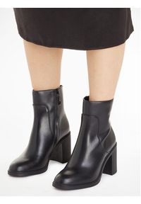 Calvin Klein Jeans Botki Mid Block Heel Boot Lth Wn YW0YW01259 Czarny. Kolor: czarny