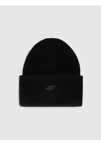 4f - 4F Czapka zimowa uniseks - czarna Uniwersalny. Kolor: czarny. Materiał: wiskoza, skóra, syntetyk, materiał. Sezon: zima. Styl: casual, klasyczny #1