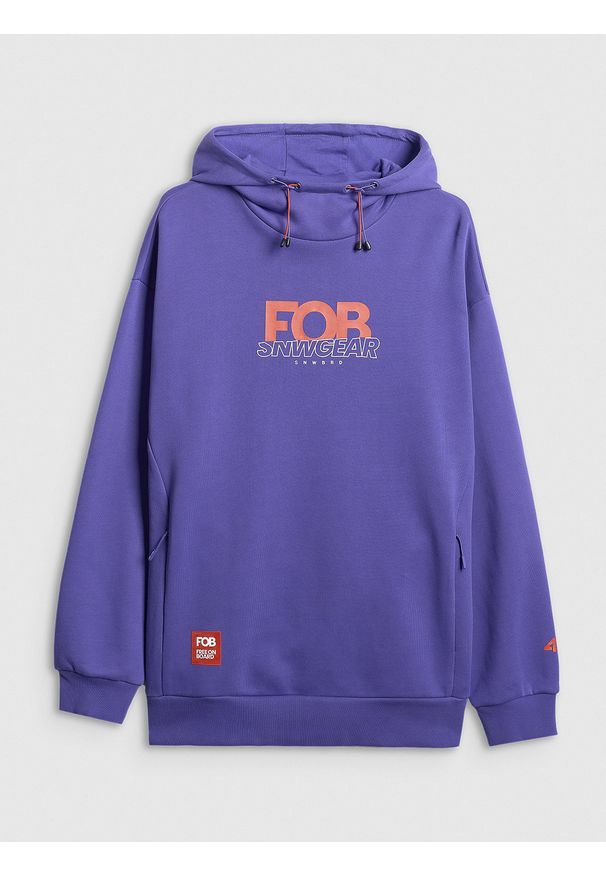 4f - 4F Bluza dresowa nierozpinana z kapturem męska - fioletowa S. Typ kołnierza: kaptur. Kolor: fioletowy. Materiał: dresówka. Styl: klasyczny