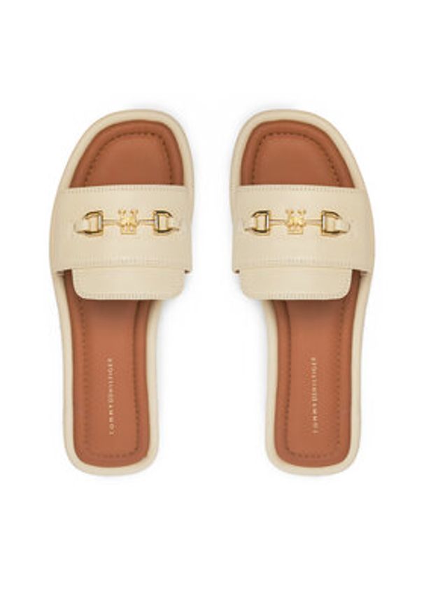 TOMMY HILFIGER - Tommy Hilfiger Klapki FW0FW08420 Beżowy. Kolor: beżowy. Materiał: skóra